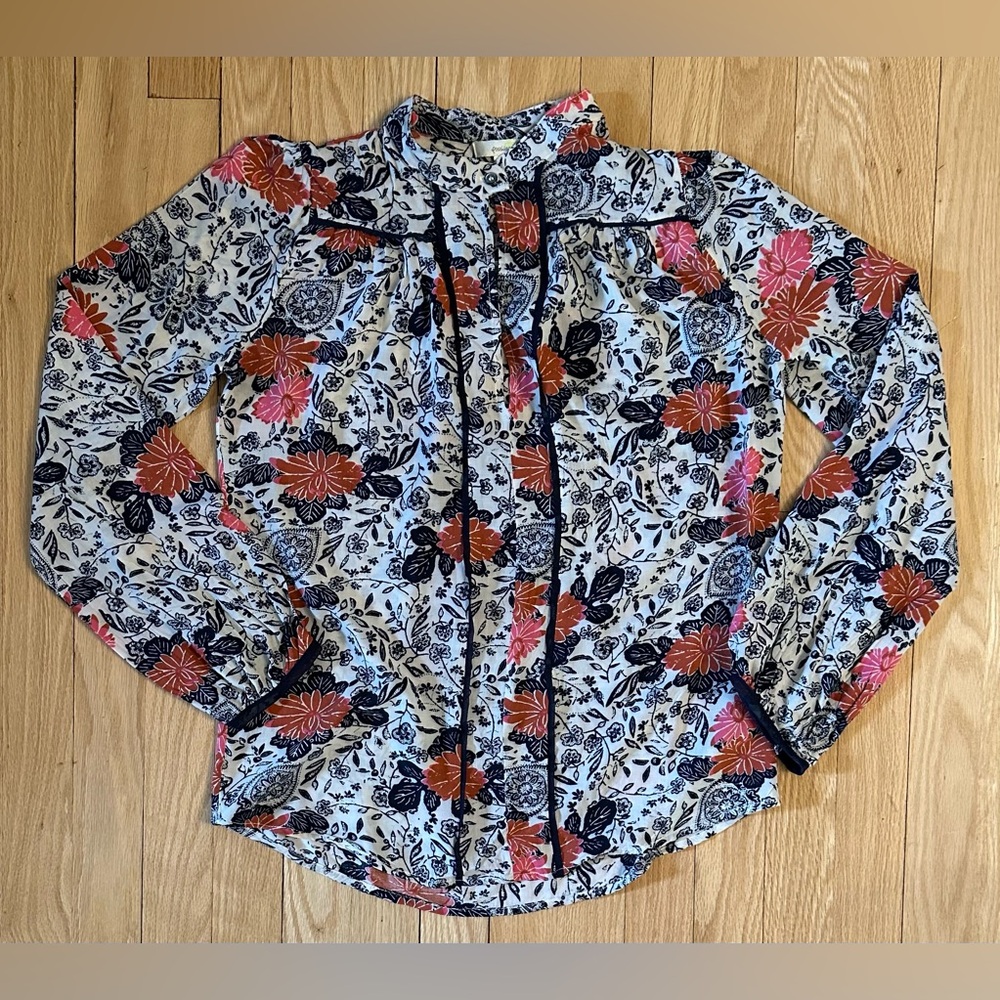 Porridge Anthropologie Floral Long-Sleeved Blouse, Size XS